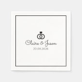 Minimalistische Schwarz-weiße Hochzeitstiefel Serviette (Vorderseite)