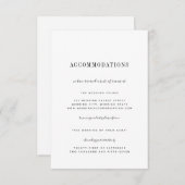 Minimalistische Schwarz-weiße Hochzeitsunterkünfte Begleitkarte (Vorne/Hinten)