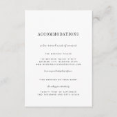 Minimalistische Schwarz-weiße Hochzeitsunterkünfte Begleitkarte (Vorderseite)