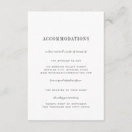 Minimalistische Schwarz-weiße Hochzeitsunterkünfte Begleitkarte