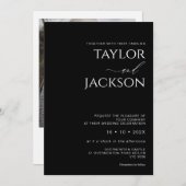 Minimalistische Schwarz-weiße Italienische Kalligr Einladung (Vorne/Hinten)