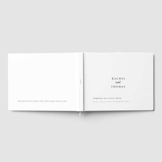 Minimalistische Schwarz-weiße Kalligraphie Gästebuch (Voll)