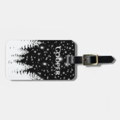 Minimalistische Schwarz-weiße Kiefernwälder Sterne Gepäckanhänger (Vorderseite horizontal)