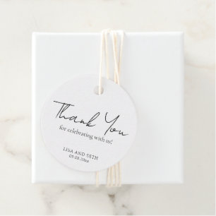 Minimalistische schwarz-weiße klassische Hochzeit Geschenkanhänger
