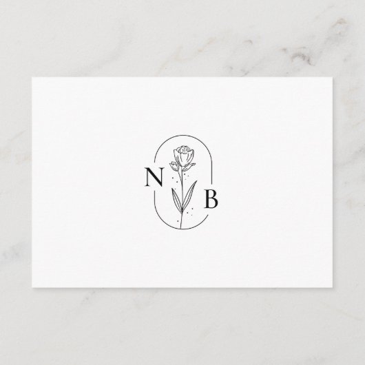 Minimalistische Schwarz-weiße Klassische Hochzeitz Begleitkarte (Rückseite)