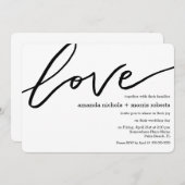 Minimalistische Schwarz-weiße Liebe Typografie Hoc Einladung (Vorne/Hinten)