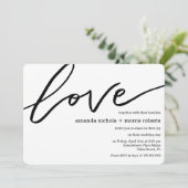 Minimalistische Schwarz-weiße Liebe Typografie Hoc Einladung (Stehend Vorderseite)