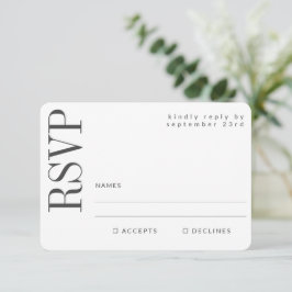 Minimalistische Schwarz-weiße Moderne Elegante Hoc RSVP Karte