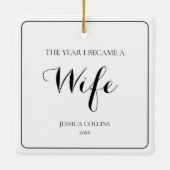 Minimalistische Schwarz-weiße Moderne Erste Ehefra Keramikornament (Rückseite)