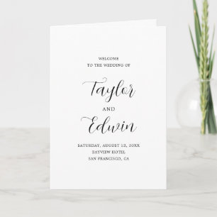 Minimalistische schwarz-weiße moderne Hochzeit Programm