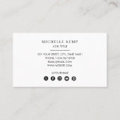 Minimalistische Schwarz-weiße Monogram Social Medi Visitenkarte (Rückseite)