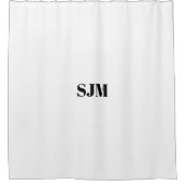 Minimalistische Schwarz-weiße Monogramm-Initialen Duschvorhang (Vorderseite)
