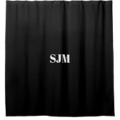 Minimalistische Schwarz-weiße Monogramm-Initialen Duschvorhang (Vorderseite)
