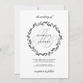 Minimalistische Schwarz-weiße Monogramm-Initialen  Einladung (Vorderseite)