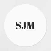 Minimalistische Schwarz-weiße Monogramm-Initialen Etiketten (Design 2)