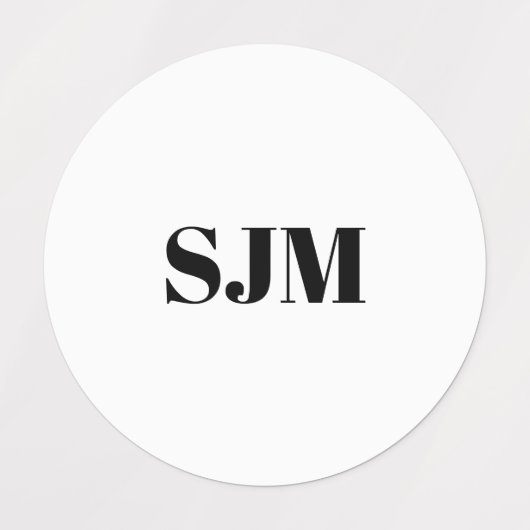 Minimalistische Schwarz-weiße Monogramm-Initialen Etiketten (Design 1)