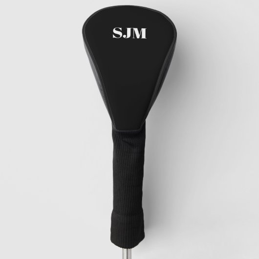 Minimalistische Schwarz-weiße Monogramm-Initialen Golf Headcover (Vorderseite)