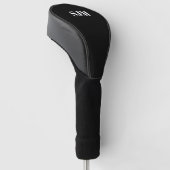 Minimalistische Schwarz-weiße Monogramm-Initialen Golf Headcover (angewinkelt)