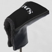 Minimalistische Schwarz-weiße Monogramm-Initialen Golf Headcover (3/4 Vorderseite)