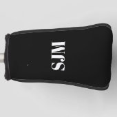 Minimalistische Schwarz-weiße Monogramm-Initialen Golf Headcover (Vorderseite)