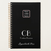 Minimalistische Schwarz-weiße Monogramm-Initialen Planer (Vorderseite)