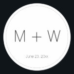 Minimalistische Schwarz-weiße Monogramm-Initialen  Runder Aufkleber<br><div class="desc">Minimalistische Hochzeitsschwarz-Weiß-Initialen mit elegantem klassischen Rundaufkleber mit dünnen Rahmen. Passen Sie Ihre Geschenke an,  personalisieren Sie sie mit Ihren individuellen Buchstaben,  Initialen,  Alphabeten,  Zahlen,  Zahlen Anpassen Sie sie mit Ihren Initialen an! Für Geburtstage,  Weihnachten,  Feiertage,  Hochzeiten</div>