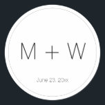 Minimalistische Schwarz-weiße Monogramm-Initialen  Runder Aufkleber<br><div class="desc">Minimalistische Hochzeitsschwarz-Weiß-Initialen mit elegantem klassischen Rundaufkleber mit dünnen Rahmen. Passen Sie Ihre Geschenke an,  personalisieren Sie sie mit Ihren individuellen Buchstaben,  Initialen,  Alphabeten,  Zahlen,  Zahlen Anpassen Sie sie mit Ihren Initialen an! Für Geburtstage,  Weihnachten,  Feiertage,  Hochzeiten</div>