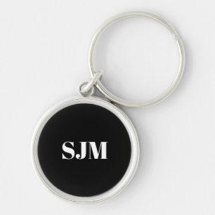 Minimalistische Schwarz-weiße Monogramm-Initialen Schlüsselanhänger