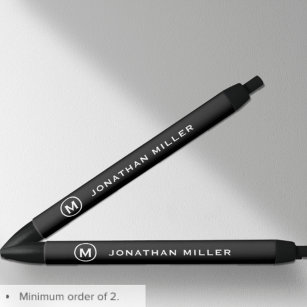 Minimalistische Schwarz-weiße Monogramm Kugelschreiber