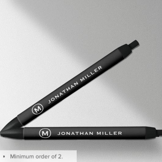 Minimalistische Schwarz-weiße Monogramm Kugelschreiber