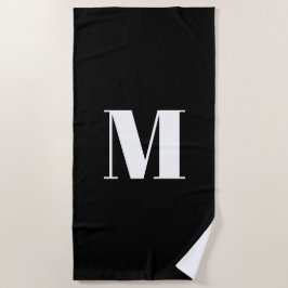 Minimalistische Schwarz-weiße Monogramm Strandtuch