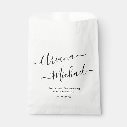 Minimalistische Schwarz-weiße Münze zur Hochzeit Geschenktütchen (Vorderseite)