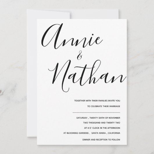 Minimalistische Schwarz-weiße Niedliche Script-Hoc (Vorderseite)