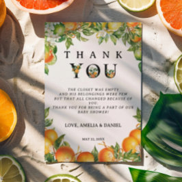 Minimalistische Schwarz-weiße Orangenzitrus Dankeskarte