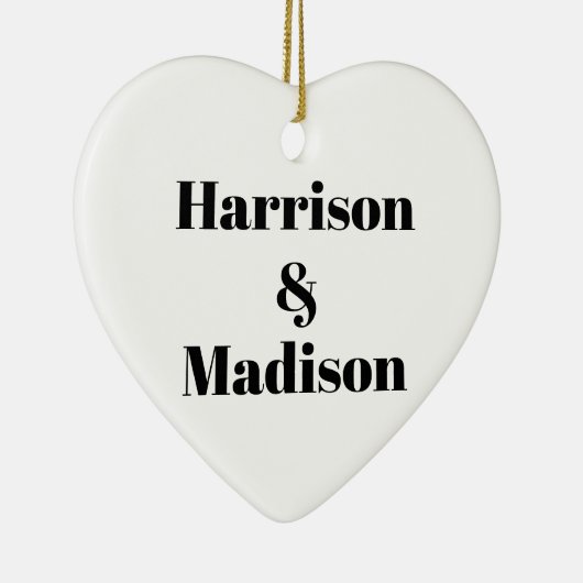 Minimalistische Schwarz-weiße Personennamen Keramik Ornament (Rechts)