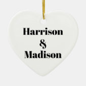 Minimalistische Schwarz-weiße Personennamen Keramik Ornament (Vorne)