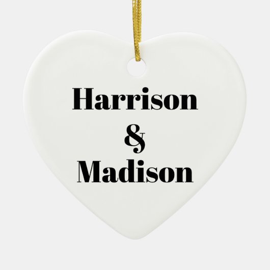 Minimalistische Schwarz-weiße Personennamen Keramik Ornament (Vorne)