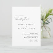 Minimalistische Schwarz-weiße QR-Hochzeit Einladung (Stehend Vorderseite)