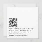 Minimalistische Schwarz-weiße QR-Hochzeit speicher Save The Date (Rückseite)