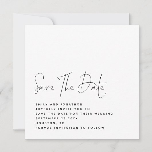 Minimalistische Schwarz-weiße QR-Hochzeit speicher Save The Date (Vorderseite)