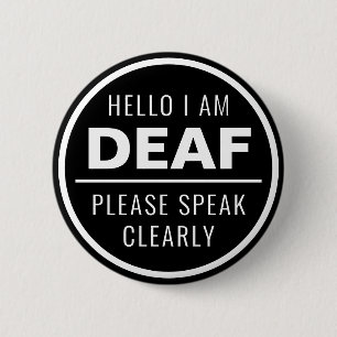 Minimalistische Schwarz-weiße Rede eindeutig Deaf Button