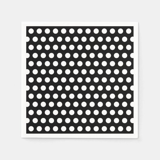 Minimalistische Schwarz-weiße Retro Polka Punkte Serviette (Vorderseite)