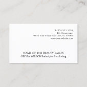 Minimalistische Schwarz-weiße Schere fett Friseuri Visitenkarte (Rückseite)