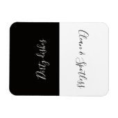 Minimalistische Schwarz-weiße, schmutzige Geschirr Magnet (Horizontal)