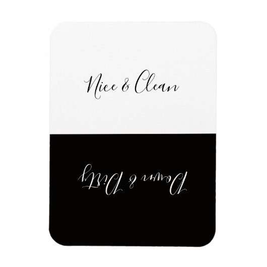 Minimalistische Schwarz-weiße, schmutzige Geschirr Magnet (Vertikal)