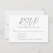Minimalistische Schwarz-weiße Schriftzeichen RSVP Karte (Vorderseite)