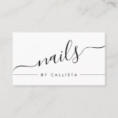 Minimalistische Schwarz-weiße Script-Nails Visitenkarte (Vorderseite)