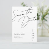 Minimalistische Schwarz-weiße Script-Typografie-Ho Save The Date (Stehend Vorderseite)