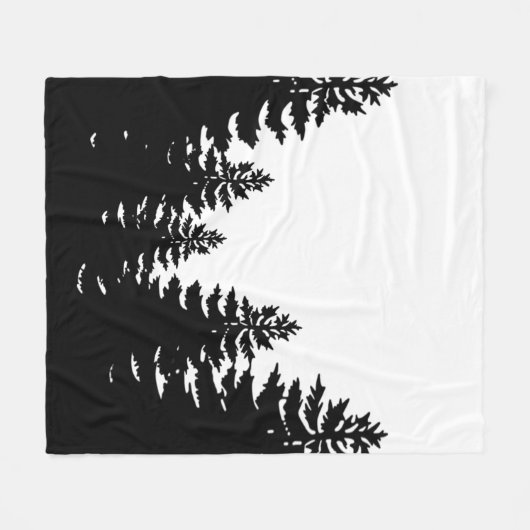 Minimalistische Schwarz-weiße Silhouette Fleecedecke (Vorderseite (Horizontal))