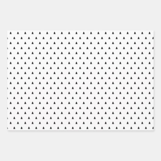 Minimalistische Schwarz-weiße Skandinavien Weihnac Geschenkpapier Set (Vorderseite)